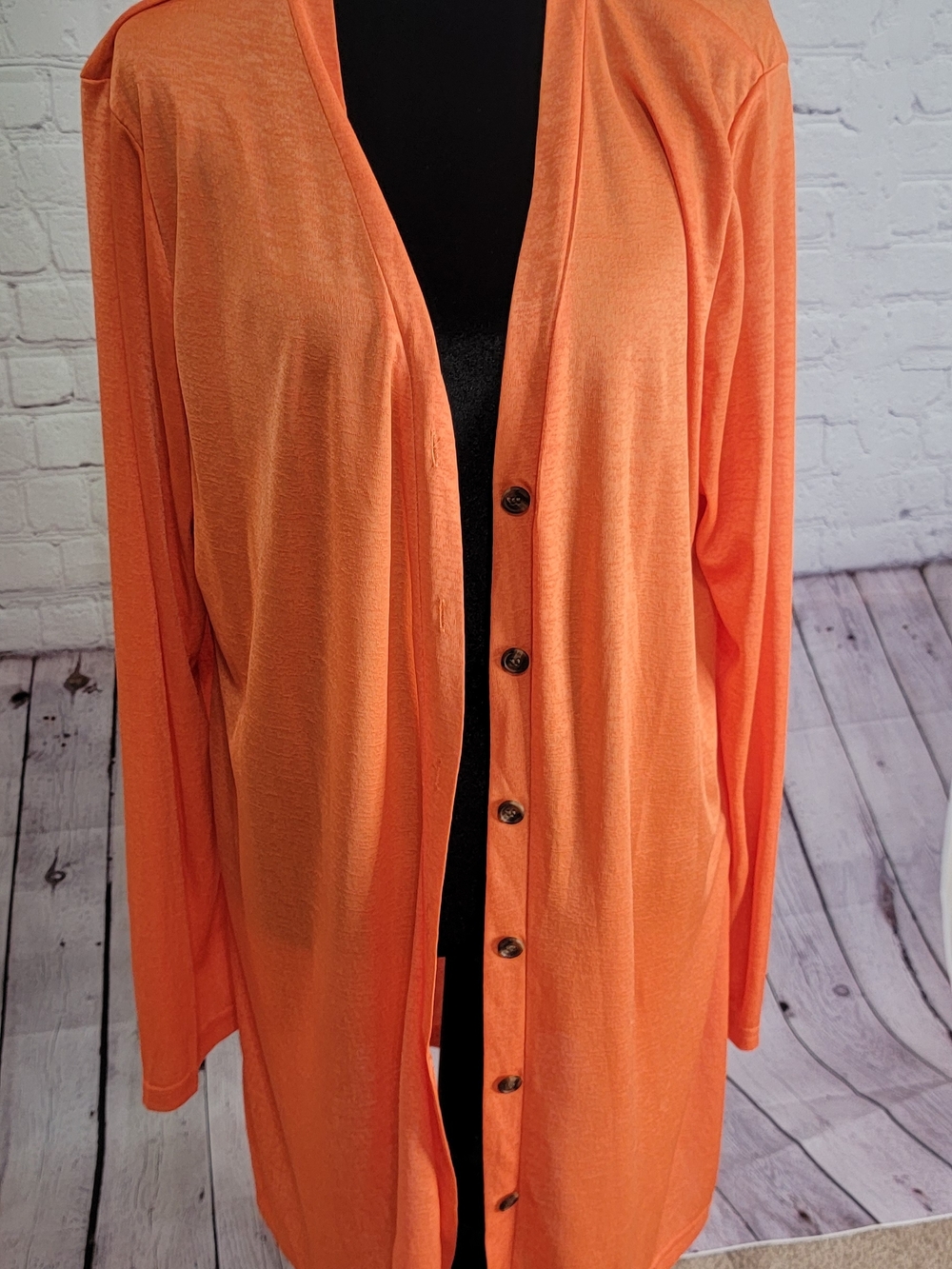 Lightweight Orange Button-Front Women's Cardigan